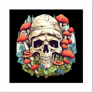 Kaleidoscope Enchantment Psychedelic Mushroom Skull Posters and Art